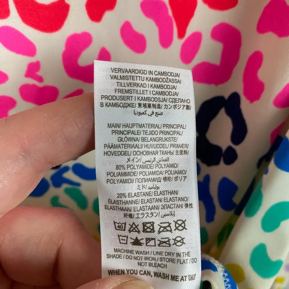 Boden Mini Boden Girls Rainbow Leopard Print Rash Guard Sz.15-16Y